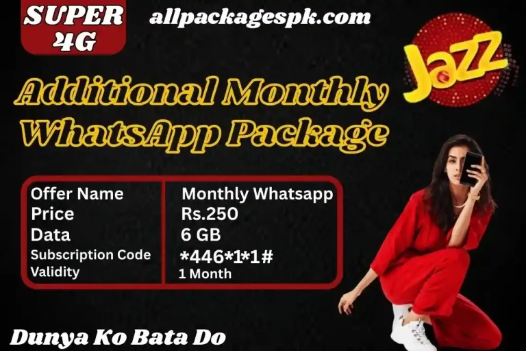 Jazz Monthly WhatsApp Package – 10GB & 6GB Data Offer 2 Additional Monthly WhatsApp Package